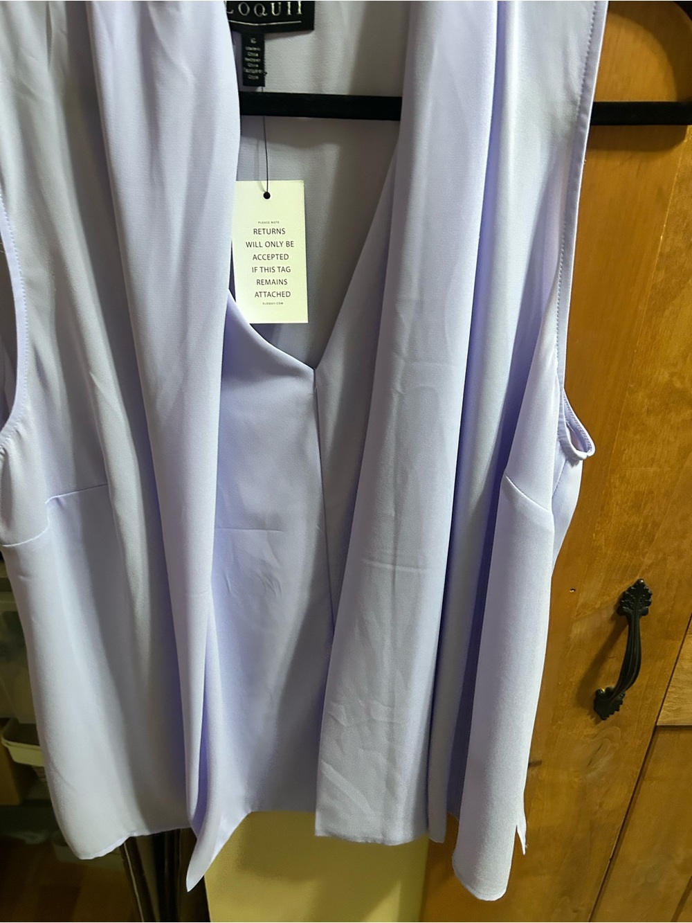 Eloquii Lavender Sleeveless Draped V-Neck Blouse